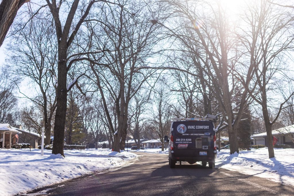 hvac comfort inc furnace repair van headed to client house 2000x2000