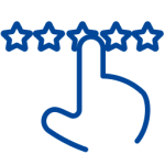 5 star rating icon with person pointing